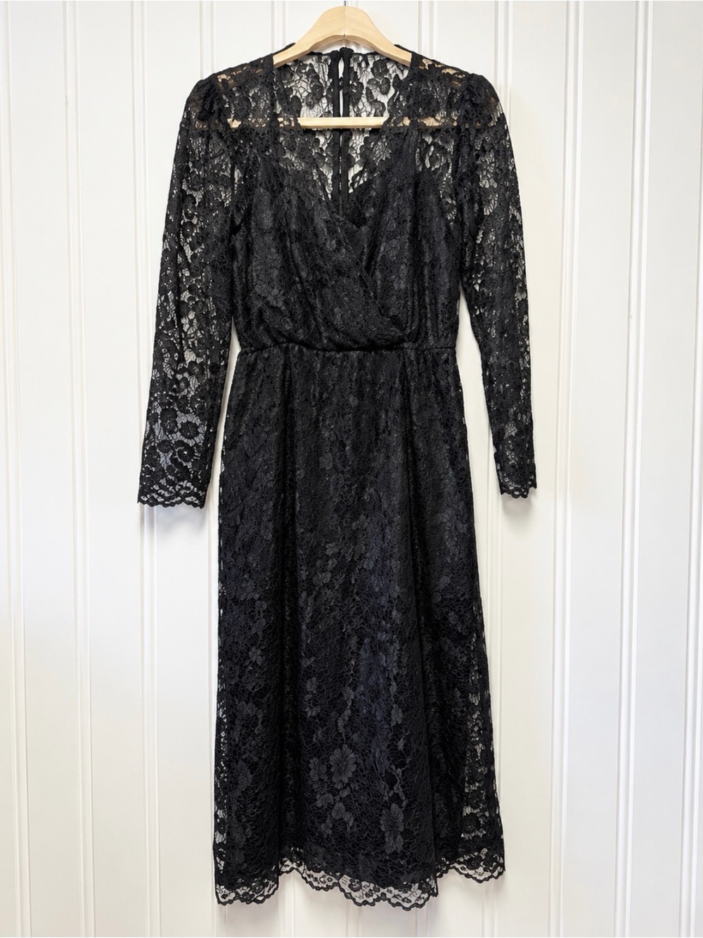 Vintage Tanner Black Lace Midi Dress Size 8 Made in USA 80s 90s Formal Gothic